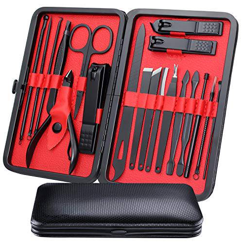 Manicure Set - WoneNice 19pcs Professional Nail Clipper Kit & Pedicure Kit with Case for Women and Men, Gift Ready