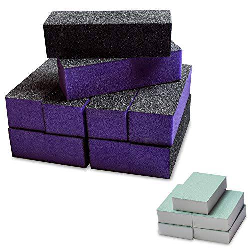 Karlash 10 Pcs Purple Black Nail Buffer Sanding Block Polisher Buffing File Nail Art Manicure Pedicure File (Purple)