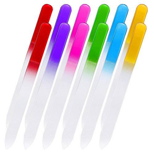 Teuki Glass Nail File 12pcs Crystal Fingernail Files, 180 180 Grit Double Sided Finger Nail Files, Professional Manicure Nail Care, Gentle Comfortable Filing, Leaves Nails Smooth