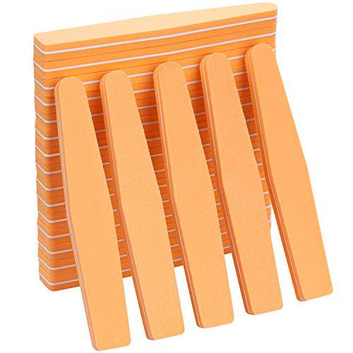 20Pcs Nail Buffer Block Sponge Washable Double Sided 100/180 Sanding Buffing Files(Orange)