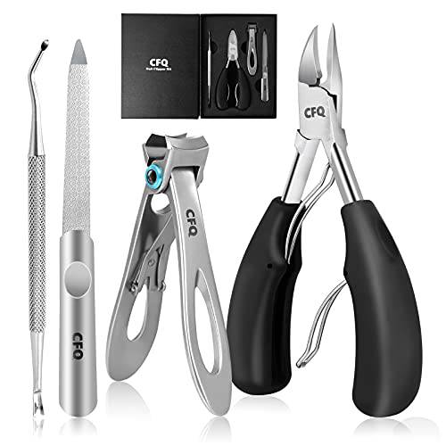 CFQ Large Nail Clippers Set, Big Toenail Fingernail Clippers for Ingrown Toenails, Stainless Steel Nail Cutter for Professional Podiatrist, Trim Thick Nails for Men, Women, The Elderly and Adults.