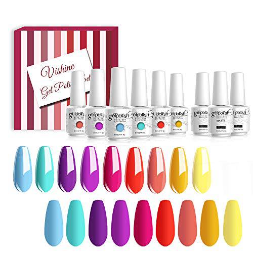Vishine Gel Polish Neon Colors Collection Soak-off Nail Art UV LED Nail Polish Salon Manicure Set 8ml 12Pcs