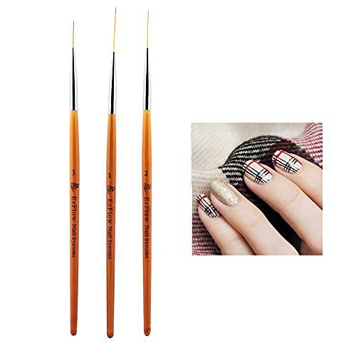 3Pcs Nail Art Liner Brushes, Nail Dotting Drill Painting Drawing Pen Rhinestone Diamond Application Line Brush for DIY for Face Moisturizers Nail Art Designs 15mm / 20mm / 25mm