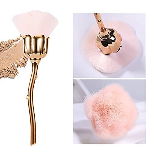 KuAoyoja Nail Art Dust Powder Remover, Pink Rose Soft Brush Acrylic Nail Arts Manicure Dust Cleaner Brush for Nail Trimming Cleaning Makeup Brush Tools (Pink)