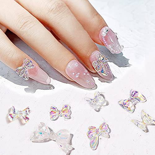 Ownsig 102pcs 3D Resin Bow Nail Decoration, Butterfly Bowknot Nail Charms, Flatback Bow Nail Art Designs, 13 Styles DIY Colorful Bow Nails Jewelry (Bows Only)
