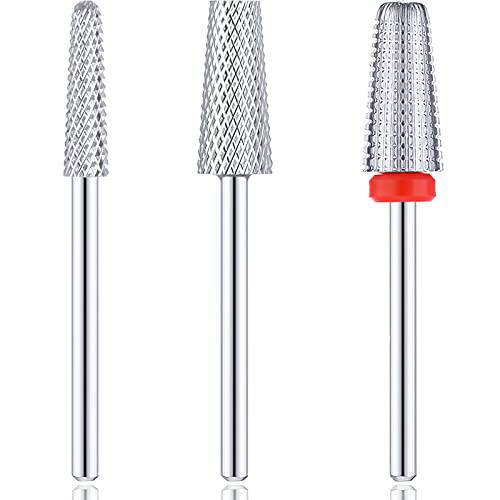 3 Pieces Nail Drill Bits Set, Nail Carbide 5 In 1 Bit, Drill Bit Set For Nails Tapered Carbide Nail Drill Bits, 3/32 Inches Cone Shape Carbide Bit Nail Drill Bits For Acrylic Nails Professional