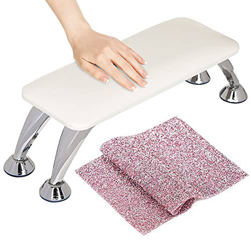 DIUCIS Nail Arm rest Cushion for Acrylic Nails - Professional Arm Rest Nail Table with Mat, Manicure Hand Rest Pillow for Nails Technician Use, Fingernails and Toenails use (White)