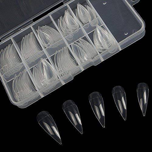 AORAEM Oval Nail Tips, 240 Pcs 12 Sizes Almond Stiletto Fake Nails Tips Artificial Press on Nails with Box for Home DIY (Almond-240)