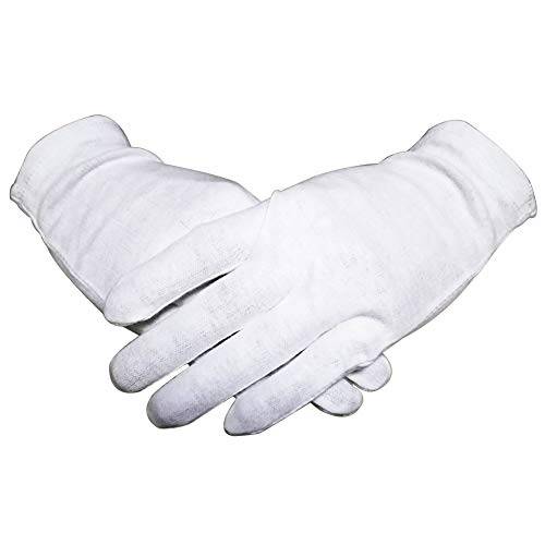 Plain White 100% Cotton Gloves for Eczema Small Bulk 12 Pairs,Thin Dry Hand Therapy Gloves Moisturizing Women Night Sleeping