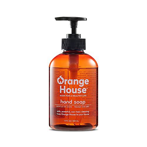 ORANGE HOUSE Natural Liquid Hand Soap with Food-Grade Orange Oil, Cruelty-free, Soft and Moisturizing, 12 Fl Oz