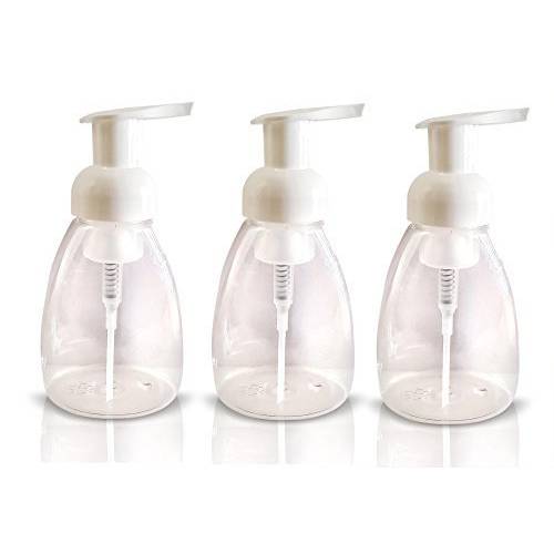 (3 Pack) Clear Plastic Foaming Soap Dispensers Pump-Bottles Compatible with Dr. Bronners Castile Liquid Soap, 250ml (8.5 oz) - Pack of 3