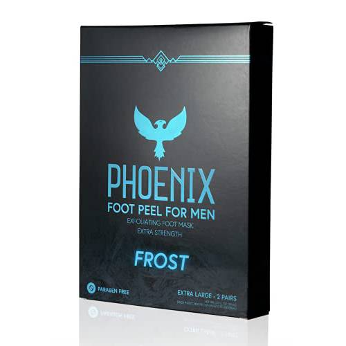 Phoenix Foot Peel for Men - Extra Large - Extra Strength - Menthol - Exfoliating Dry Feet Treatment - 2 Pack - Callus Remover - Paraben Free