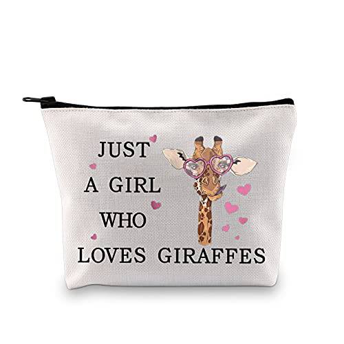 LEVLO Funny Giraffe Cosmetic Bag Animal Lover Gift Just A Girl Who Loves Giraffes Makeup Zipper Pouch Bag Giraffe Lover Gift For Women Girls (Who Loves Giraffes)