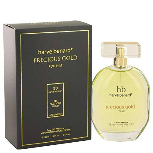 HarvΘ Bernard Precious Gold Eau de Parfum Spray for Men, 3.4 Ounce