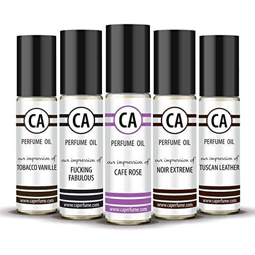 CA Perfume Designer Discovery Set For Men Impression Of (Tobacco Vanille, Fabulous, Cafe rose, Noir Extreme, Tuscan Leather) Long Lasting Fragrance Body Oil 10ml x 5