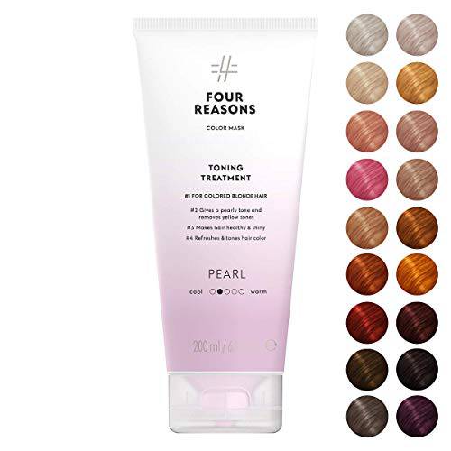 Four Reasons Color Mask - Pearl Blonde - (19 Colors) Toning Treatment, Color Depositing Conditioner, Tone & Enhance Color-Treated Hair - Semi Permanent Hair Dye, Vegan and Cruelty-Free, 6.76 fl oz