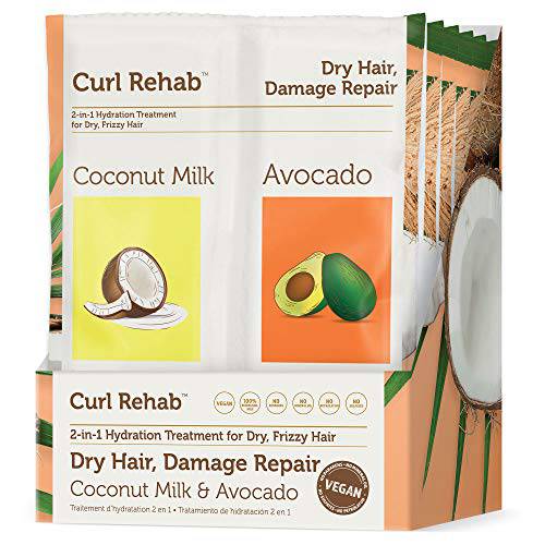 Curl Rehab Length Retention/Strength Dual Treatment, Rice Water Sealing Oil Treatment & Anti-Breakage Mask, 4.8 Oz Packette, 6 Count