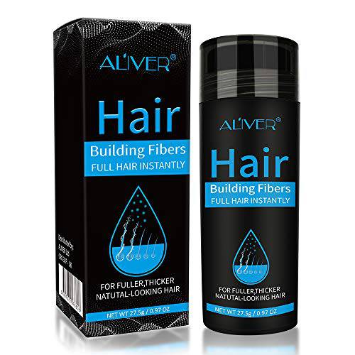 Hair Building Fibers Instantly Conceal & Thicken Thinning Hair Areas, Premium Hair Building Formulation, For Men and Women (Without Sprayer,BLACK)