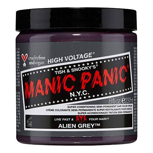 MANIC PANIC Alien Grey Hair Dye - Classic High Voltage - Semi Permanent Cool Medium Slate Gray Hair Dye - Vegan, PPD & Ammonia Free (8oz)