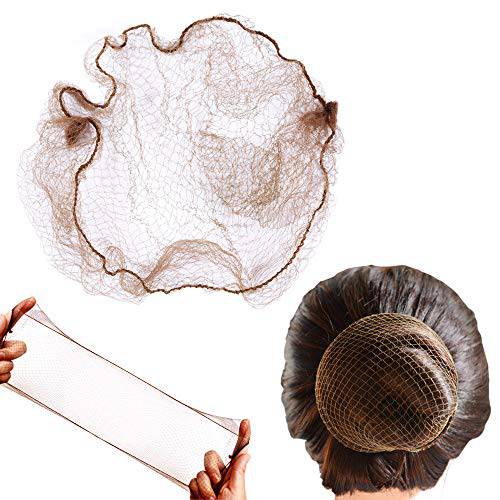 50pcs Hairnet Hair Net for Bun Invisible Elastic Mesh 20inch 50cm (Bulk Packing,Light Brown)