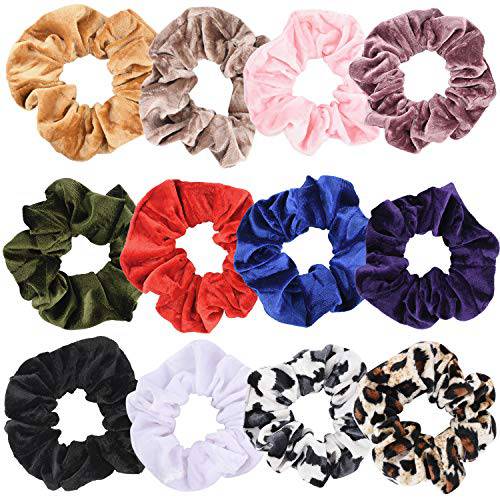 12 PCS Large Size Premium Velvet Hair Scrunchies,Great Gift for for vico girl and teenage girls (Large Size)