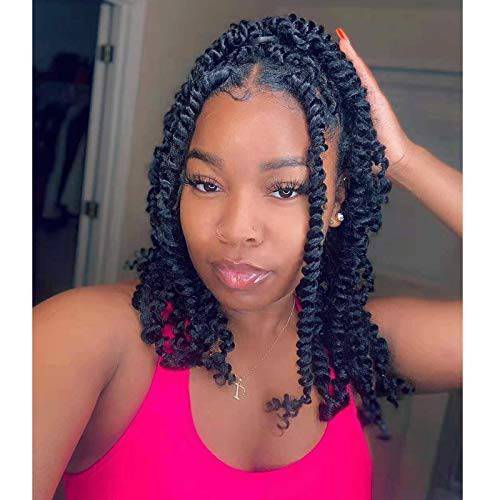 7 Packs Short Passion Twist Crochet Hair Pretwisted 10 inch Bohemian Curl Crochet Braids Synthetic Hair Extensions for Black Women (1B, 10 Inch)