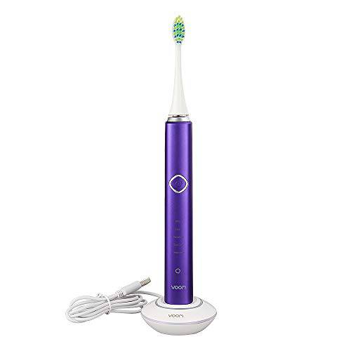 Voom Sonic Pro 7 Rechargeable Electronic Toothbrush With Most Advanced Oral Care Technology 2-Minute Timer with Quadrant Pacing & 5 Adjustable Speeds Magnetic Levitation 100% Waterproof - Purple