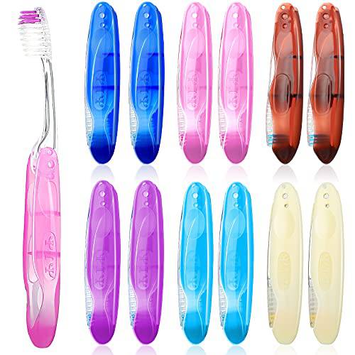 Travel Toothbrushes for Homeless Individually Wrapped Toothbrushes Folding Travel Toothbrush Potable Travel Size Soft Toothbrush for Travel Camping Toothbrush School, Home, Business Trip (12 Pieces)