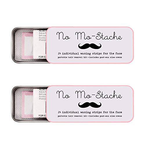 No Mo-Stache Lip Wax Kit 24 count 2 Pack - Skin Friendly Easy to Use Wax Strips - 2 Pack Travel Friendly Lip Wax Strip - Lip Hair Removal in No Time - Skin Exfoliator Hair Removal Strips