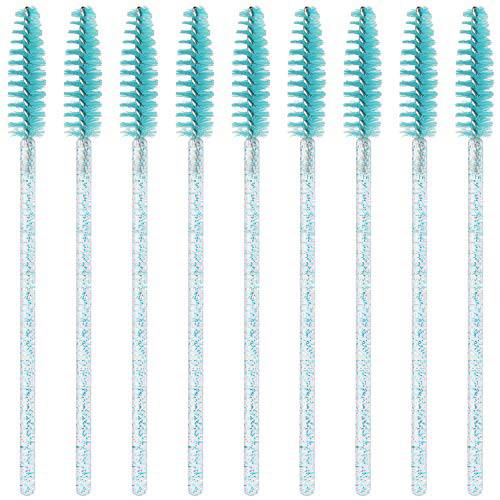 Akstore 100 Pack Disposable Eyelash Mascara Brushes Eyelash Brush Wands Applicator Makeup Kits (Colorful-Blue)
