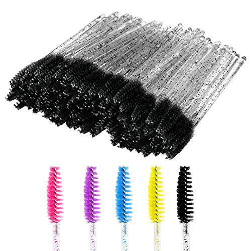 200 PCS Disposable Crystal Eyelash Mascara Brushes Makeup Brush Wands Applicator Makeup Kits (Black)