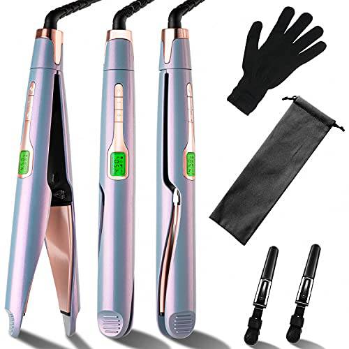SupSilk 2-in-1 Hair Straightener and Hair Curler, Twist Curl Iron, Flat Iron Curling Iron in One for All Hair Types, Ceramic Tourmaline Negative Ionic Adjust Temperature 250-450°F Pearl White