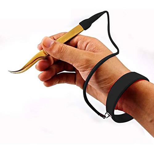 HADIZ Eyelash Extension Tweezers Holders Bracelet I Silicone Ring Tweezers Protector I Wrist Band Strap (Pink)