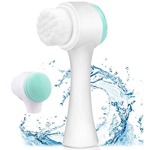 Facial Cleansing Brush, 2-in-1 Deep Cleansing Skin Keratin Silicone Manual Super Soft Massage for Face Care