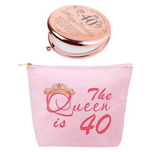 40th Birthday,40th Birthday Gifts for Women, 40th Birthday Makeup Mirror, 40th Birthday Makeup Bag, Turning 40 Gifts for Women, 40 Year Old Birthday Gift, 40th Birthday Decorations