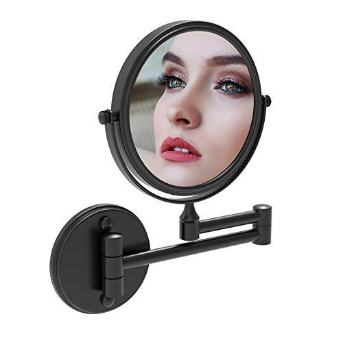 Fixsen 8-Inch Two-Sided Wall Mount Swivel Makeup Mirror Shaving Mirror with 10x Magnification 12-Inch Extension 360 Degree Rotation Matte Black