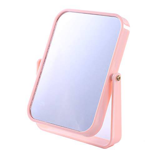 XPXKJ 6-Inch Mirrors Tabletop Vanity Makeup Mirror Two-Sided Swivel Desk Mirror One Side 3X Magnification (Desktop Pink)
