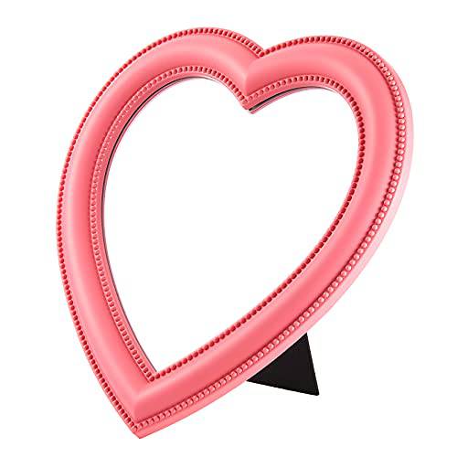 Jetec Heart Makeup Mirror Heart Shaped Mirror Tabletop Cosmetic Mirror Wall Mirror Vanity Mirror for Women Girls, 10.6 Inches (Pink)