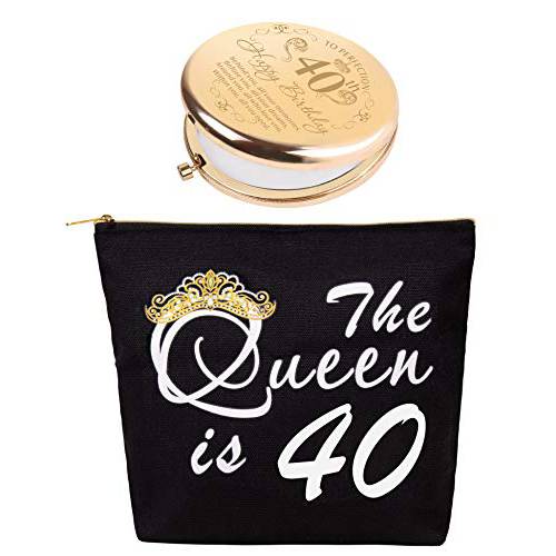 40th Birthday, 40th Birthday Gifts for Women, 40th Birthday Makeup Bag,,40th Birthday Compact Mirror, Turning 40 Gifts for Women,40th Birthday Gifts for Women Makeup Mirror