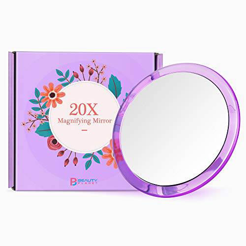 B Beauty Planet 5Inch, 20X Magnifying Mirror with Three Suction Cups, Use for Makeup Application, Tweezing, and Blackhead/Blemish Removal. (5inches, Silver)