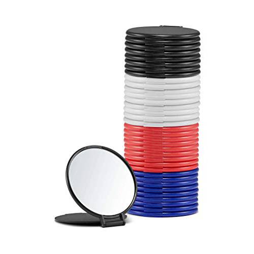 Getinbulk Compact Mirror Bulk, Round Makeup Mirror for Purse, Set of 36 (4-Color), Black,blue,white, Red