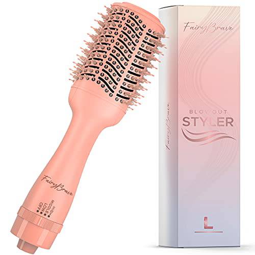FairyBrave Blow Dryer Brush - Hot Air Brush Hair Dryer, Salon Quality One Step Hair Blowout Volumizer with Hair Clips and Teasing Comb for Medium to Thick Hair, Black