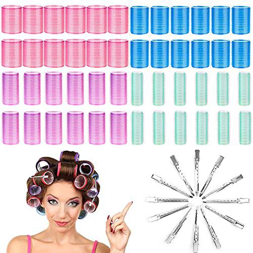 60 PCS Hair Rollers Sets with Duckbill Clips -Cludoo Hair Rollers Include 4 Size (Large, Medium, Small)4 Colors Rollers Hair, Curlers Hair Design for DIY or Hair Salon for Long Medium Short Hair