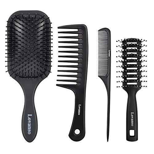 Lovanso 4pcs Curved Vent Hair Brush Tangling Brush No More Tangle Hairbrush Women and Men Hair Comb for Wet Dry Long Thick or Curly Hair and Massaging Your Scalp