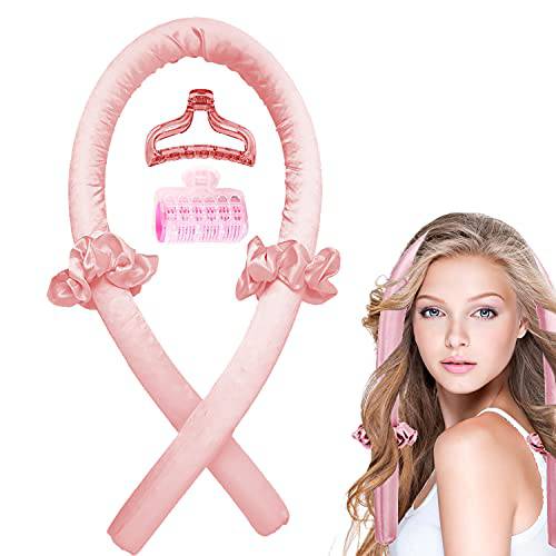 Heatless Hair Curlers for Long Hair, No Heat Silk Flexi Curling Rod Headband With Hair Rollers and Non-Slip Clips You Can Sleep In Overnight, Soft Formers Curls Ribbon for Natural Hair (Leopard)