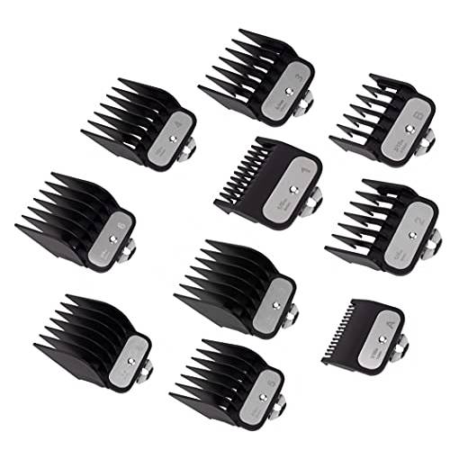 Clipper Guards Cutting Guides Compatible with Wahl Clipper with Metal Clip – from 1/16 Inch to 1 Inch, Compatible with All Full Size Wahl Clippers, (Pack of 10)