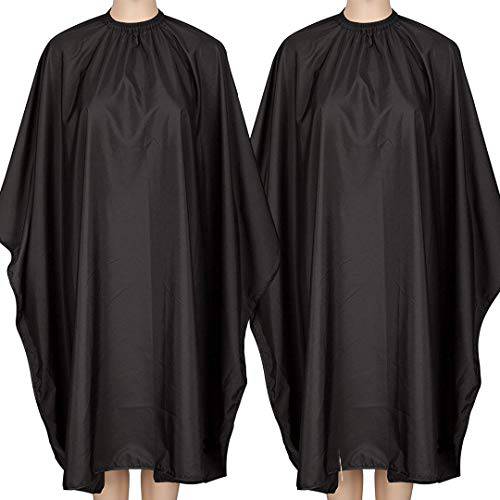 Barber Cape, Iusmnur 2 Pack Professional Hair Salon Capes with Adjustable Metal Clip, Shampoo Hair Cutting Cape for Barbers and Stylists - 55 x 63 inches (Black-2pack)
