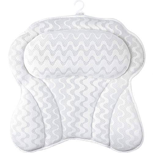 Sierra Concepts Bath Pillow Spa Bathtub Ergonomic for Tub, Neck, Head, Shoulder Pillows Support Cushion Headrest - Luxury Soft 3D Mesh + Strong Grip Suction Cups Soaking Large, Paradise