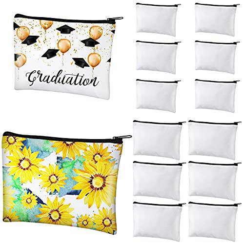 12 Pieces Cosmetic Bags Multipurpose Sublimation Blanks DIY Heat Transfer Makeup Bags Canvas Pen Case Pencil Bag Iron on Transfer Zipper Canvas Pouch Toiletry Pouch (7.9 x 5.5 Inch, 5.9 x 4.7 Inch)