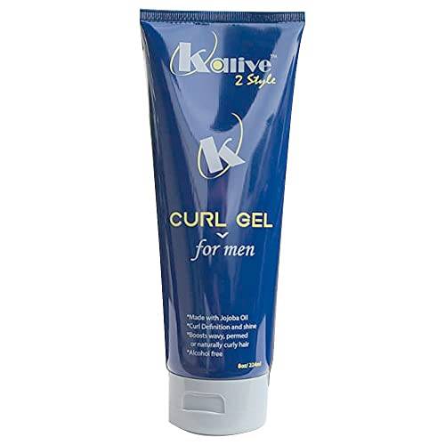 Kalive Curl Gel for Men 8 oz Curly hair, Curl Defining, Frizz Free waves natural, curls or perm.